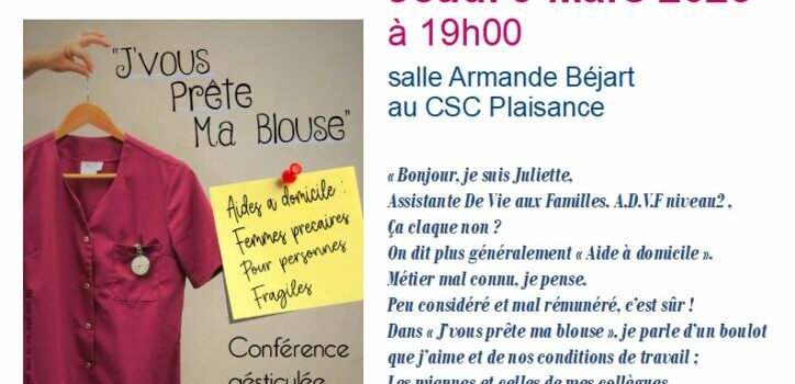 Conférence gesticulée « J’vous prête ma blouse » : jeudi 9 mars